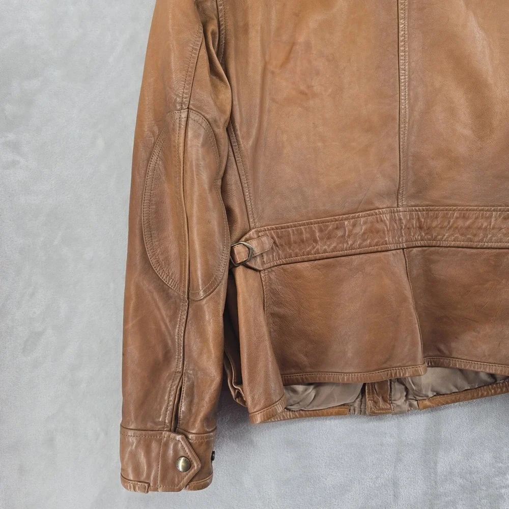 Polo Ralph Lauren‎ SOUTHBURY MENS BROWN CALF LEATHER MOTORCYCLE JACKET Medium - Picture 14 of 16